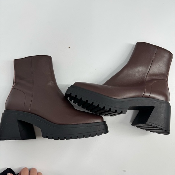 Steve Madden Fella Boot Womens Brown Leather Square Toe Ankle Bootie - Picture 5 of 11